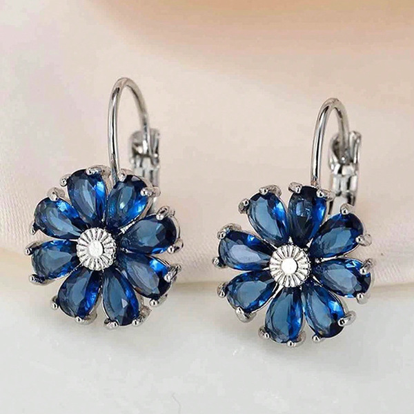 Blue fashionable universal classic earrings with zircon