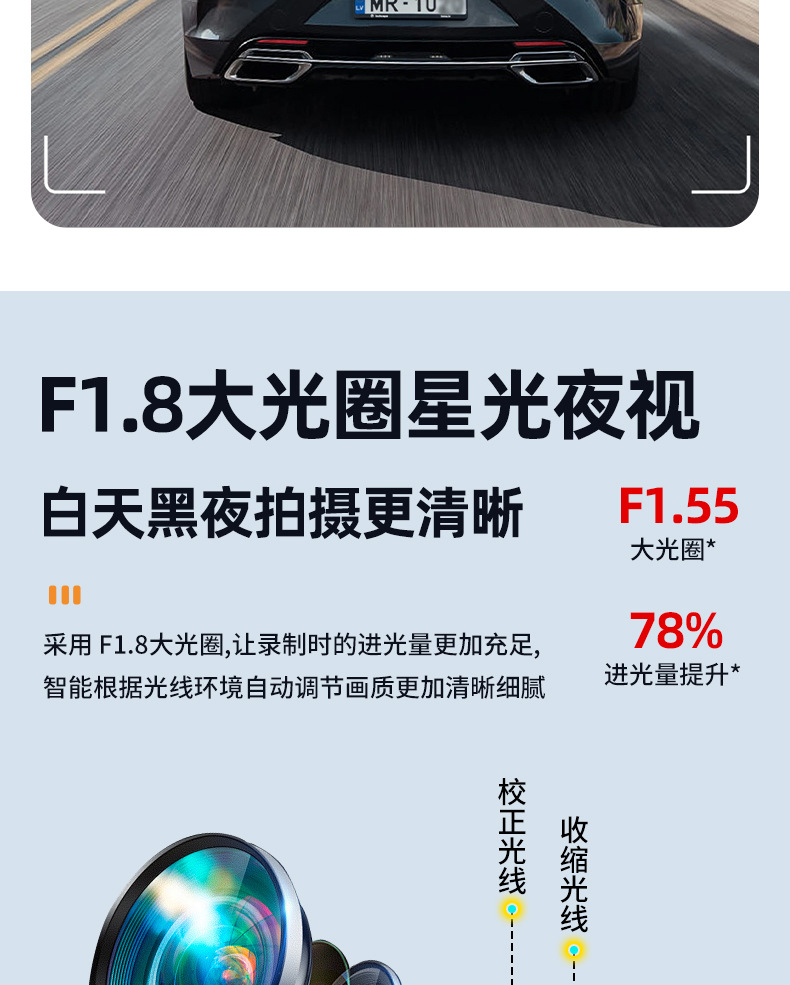 Y rearview mirror 1080P dashcam with IPS screen, night vision, dual front and rear recording, parking monitoring, universal