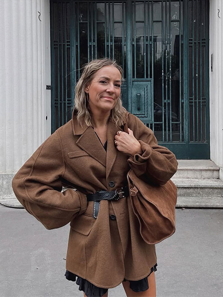 Chaqueta Corta de Lana para Mujer de Poliéster
