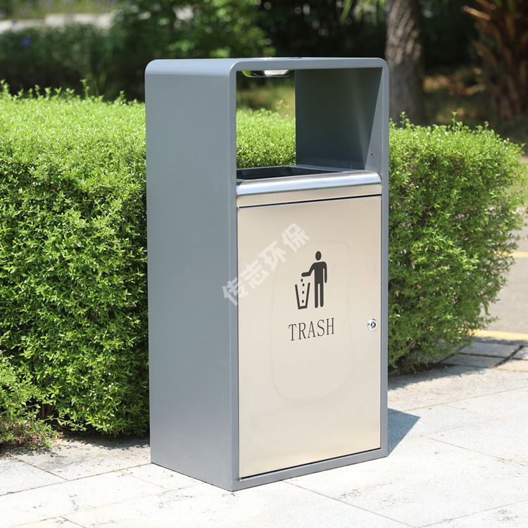 户外景区方形不锈钢垃圾桶 室内电梯口金属果皮箱 喷塑垃圾箱单筒