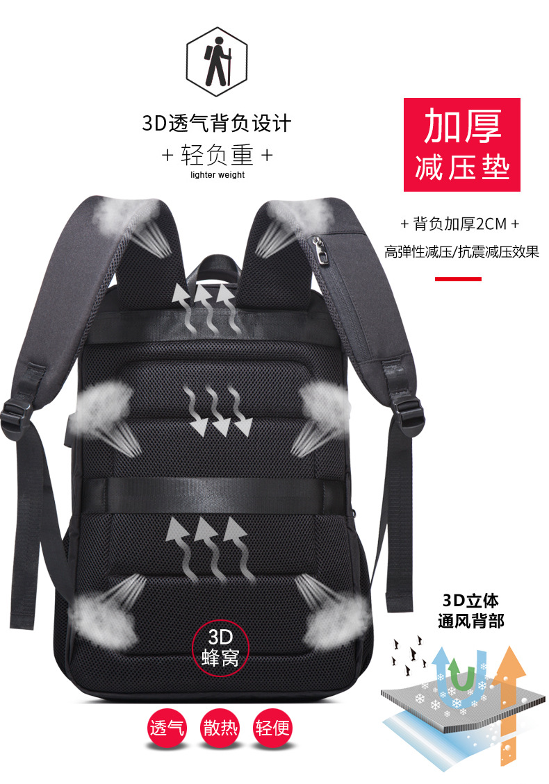 New Cross-Border Men's Backpack Large Capacity Oxford Fabric Backpack Printed LOGO Business Computer Backpack Travel Bag
