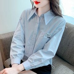 韩版宽松休闲短款小个子领衬衫女春秋季新款时尚洋气上衣新品2025