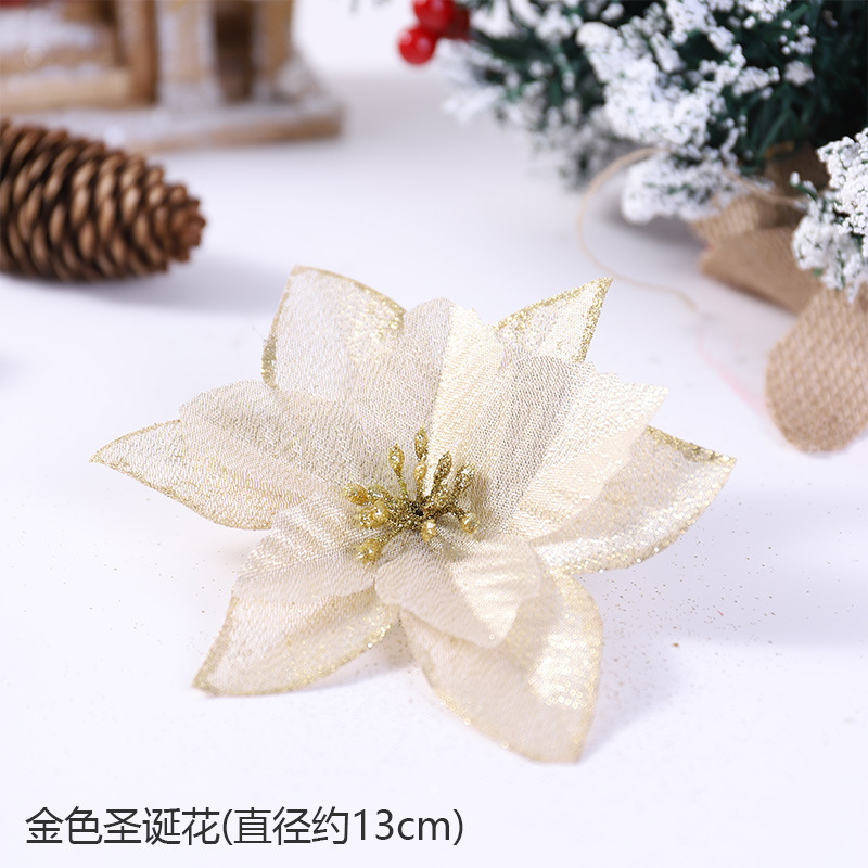 Explosión transfronteriza Flor artificial de Navidad Suministros de decoración de flores de Navidad Flor artificial Decoración de árbol de Navidad Flor 13cm