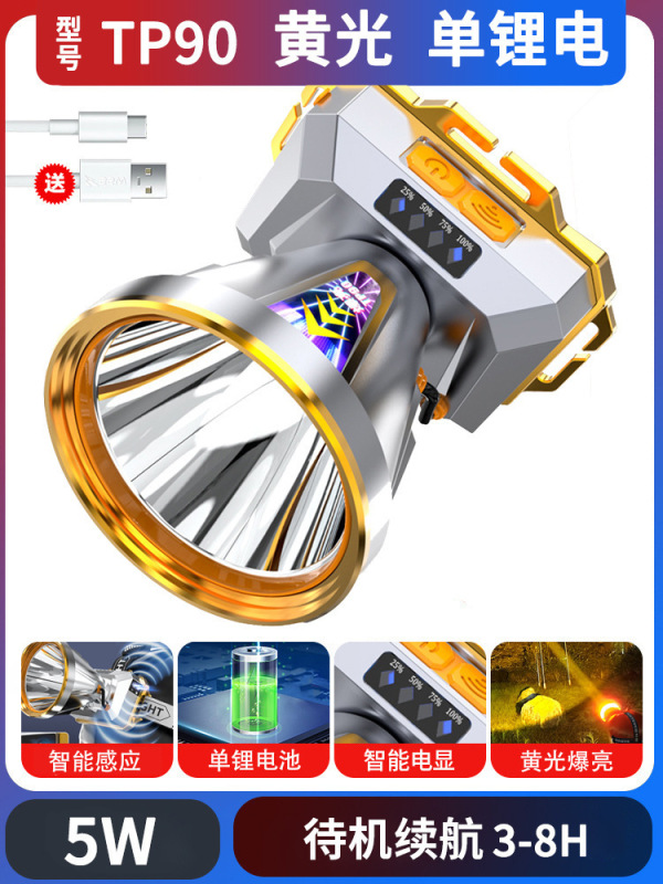 クロスボーダー強力ヘッドライト、長距離照射、充電式、防水、超高輝度、釣り専用、超長時間バッテリー搭載ヘッドランプ|undefined