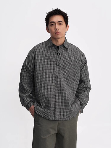 Japanese Retro Plaids Collar Long-Sleeve Shirt for Men, Spring and Autumn New Arrival Loose Fashion Casual Collar Shirt Outerwear