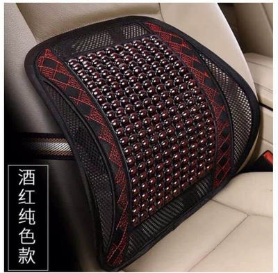 Waist support – cushion for office seats - wooden-bead-h-waistrest-quilted-embroidery-in-black-and-red