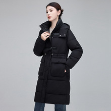 官方正品羽绒服长款2024新款大码女士韩版时尚加厚过膝连帽外套