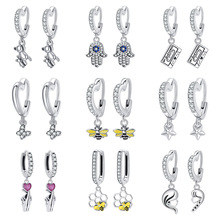 欧洲货源铜镀925纯银镶钻耳扣多元风格个性百搭耳环耳饰女批发