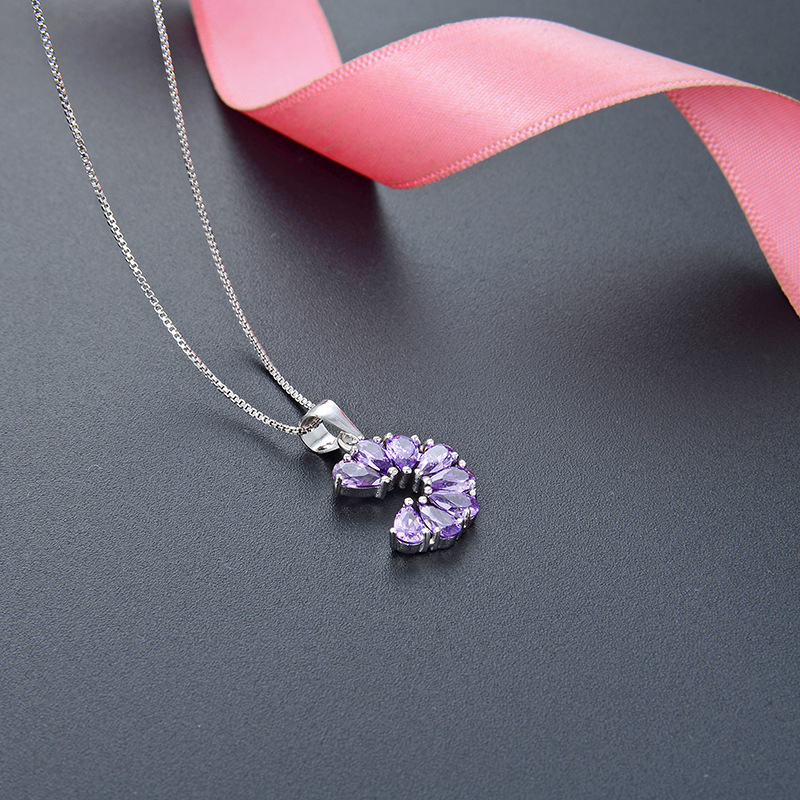 S925 plata esterlina colgante de diamante púrpura mujer coreana simple lujo ligero estilo de moda colgante de plata colgante de diamante completo colgante al por mayor