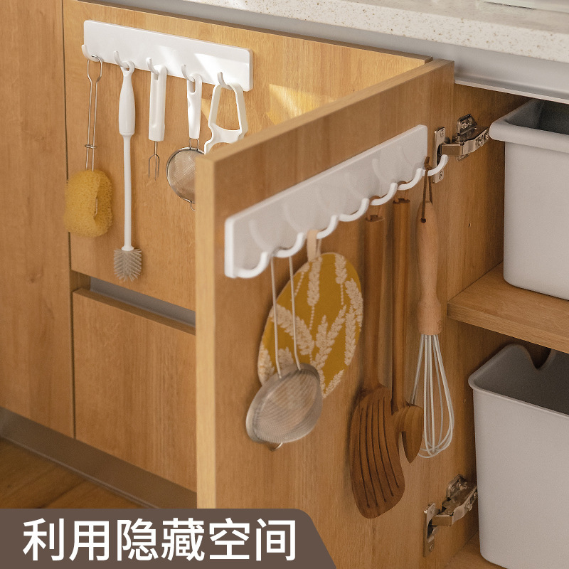 Hook Hole-free Hole-free Strong Adhesive Door Hanger Clothes Towel Kitchen Transparent Seamless Paste Even Row Adhesive Hook