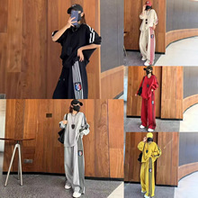 欧洲站新款大码宽松跨境套装秋季时尚休闲运动卫衣阔腿裤两件套女