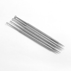 Wholesale beauty tools for squeezing pimples and blackheads, single-use closed-pore needles with double heads, steel rings for acne needles, stainless steel comedones needles
