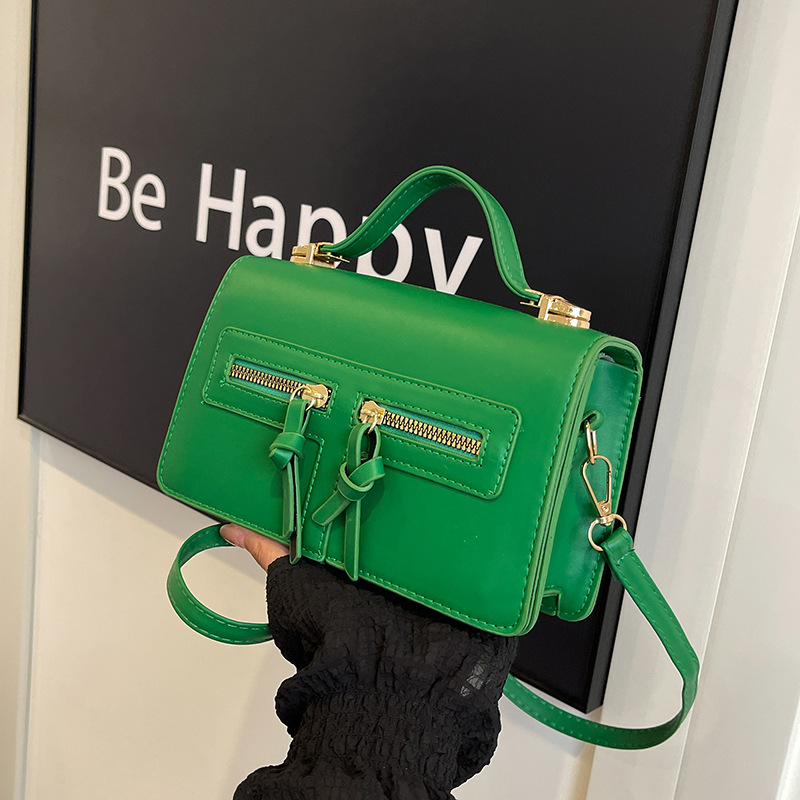 Hong Kong estilo retro bolso de mano 2024, principios de otoño nuevo bolso de mujer, cremallera de textura, bolso de hombro, bolso de moda