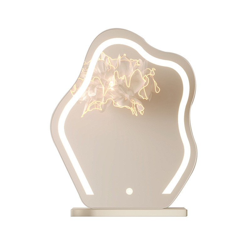 Tocador nube maquillaje espejo escritorio LED luz espejo tocador dormitorio elegante vestidor espejo con luz ins estilo image 7