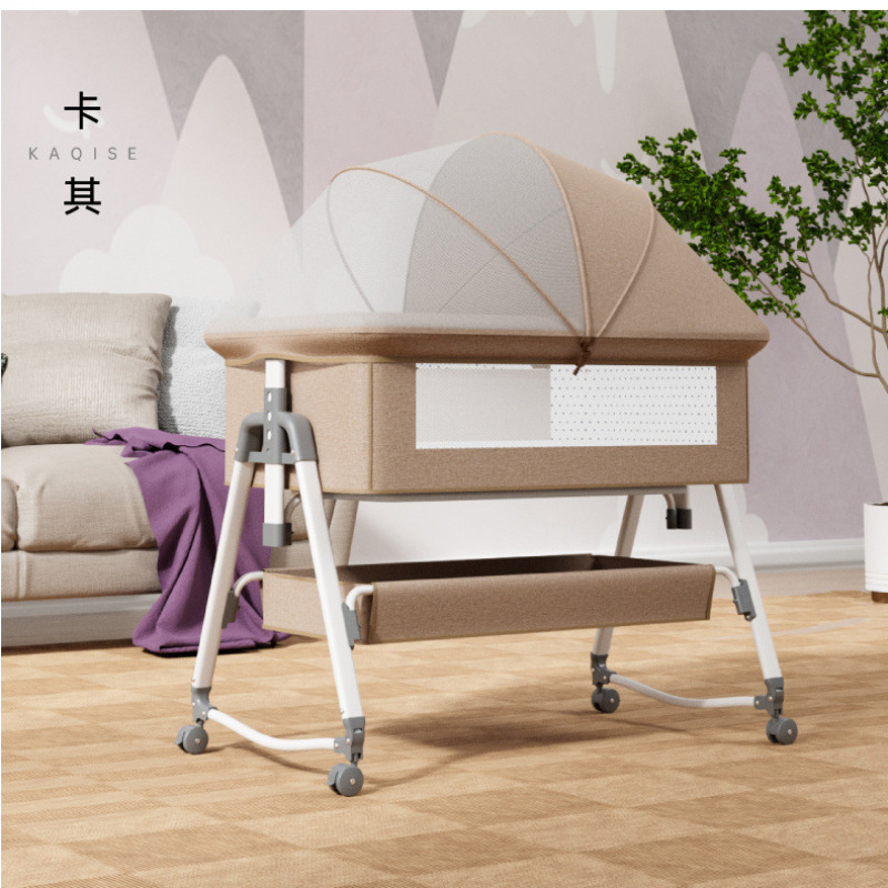 Crib Mobile Portable Adjustable Height Cradle Foldable Multifunctional bb Newborn Baby Splicing Big Bed