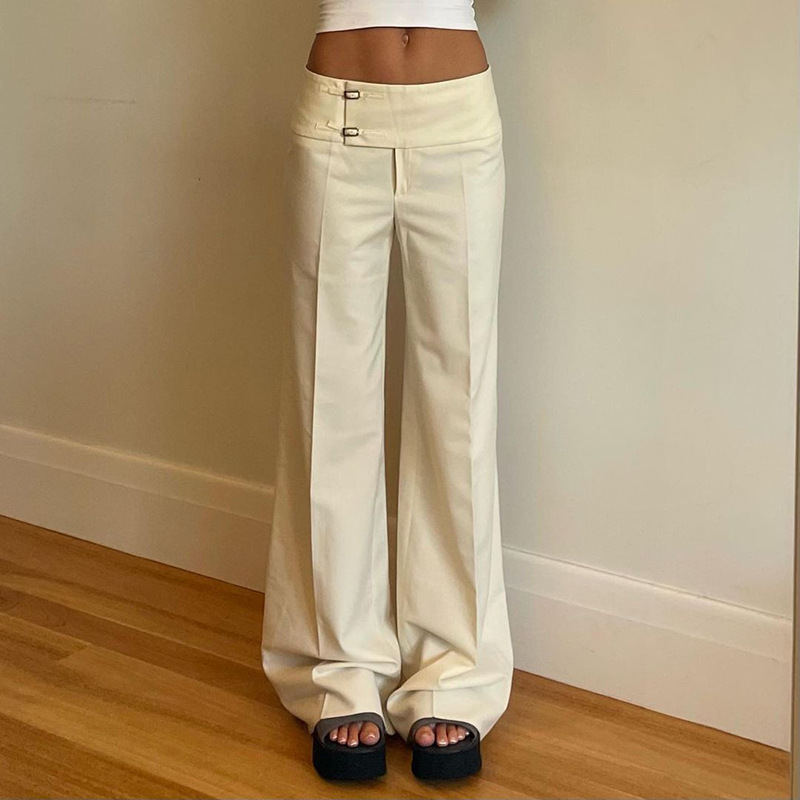 American-Style Autumn and Winter New Comfortable Casual Simple Style Trousers with Slight Stretch Woven Patchwork Straight-Cut Low-Waist Trousers American-Style Autumn and Winter New Comfortable Casual Simple Style Trousers with Slight Stretch Woven Patchwork Straight-Cut Low-Waist Trousers