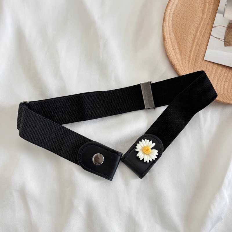 Cinturón de jeans, cintura elástica, hombres y mujeres, todo fósforo, pantalones elásticos casuales sin punzones, accesorios, cinturón perezoso de margaritas