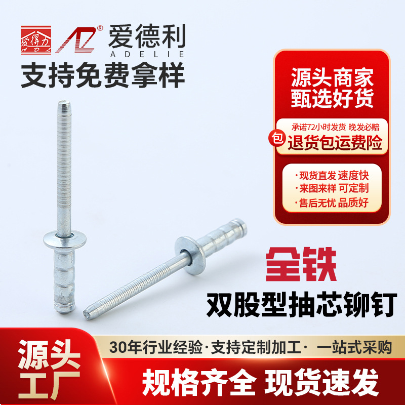 双股型全铁抽芯铆钉 铁制拉钉多股拉铆钉双股拉铆钉 厂家直销