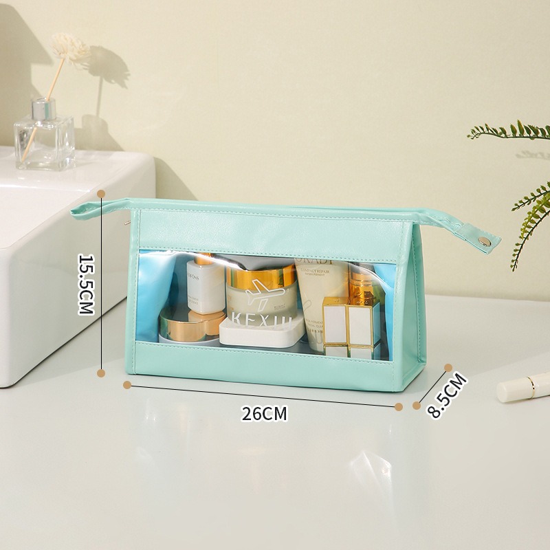 Bolsa de lavado de PVC transparente portátil de un solo hombro bolsa de separación seca y húmeda baño baño impermeable bolsa de almacenamiento de maquillaje de gran capacidad