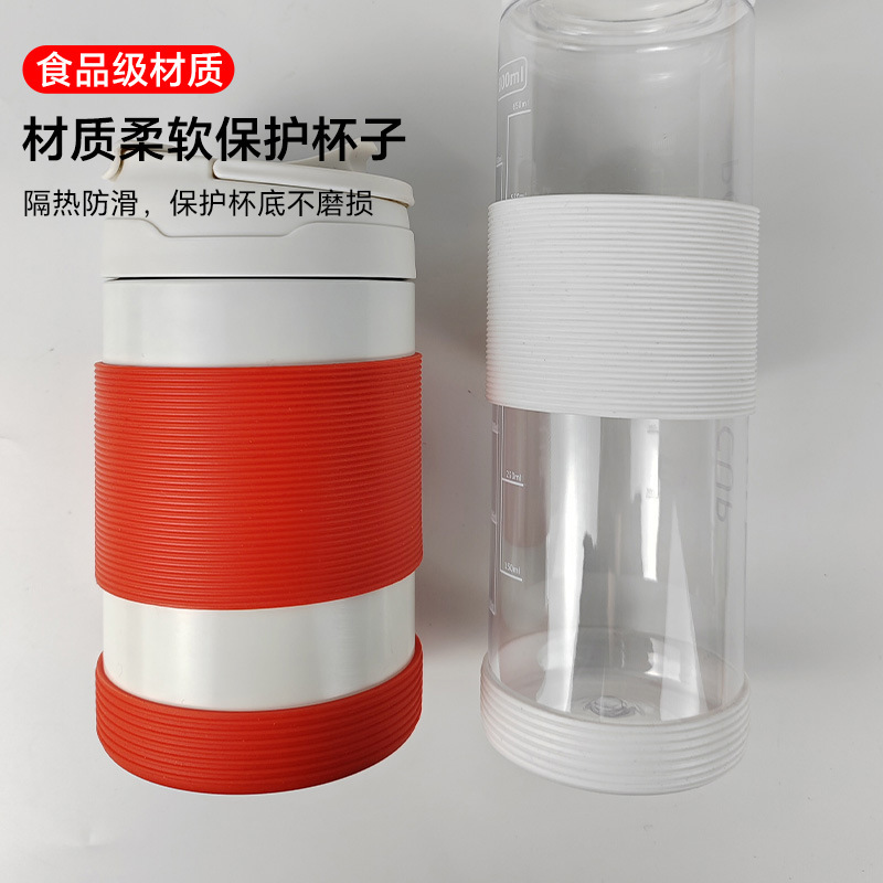 Fábrica de venta directa transfronteriza silicona gruesa antideslizante taza térmica antideslizante taza redonda de vidrio a rayas cubierta de taza