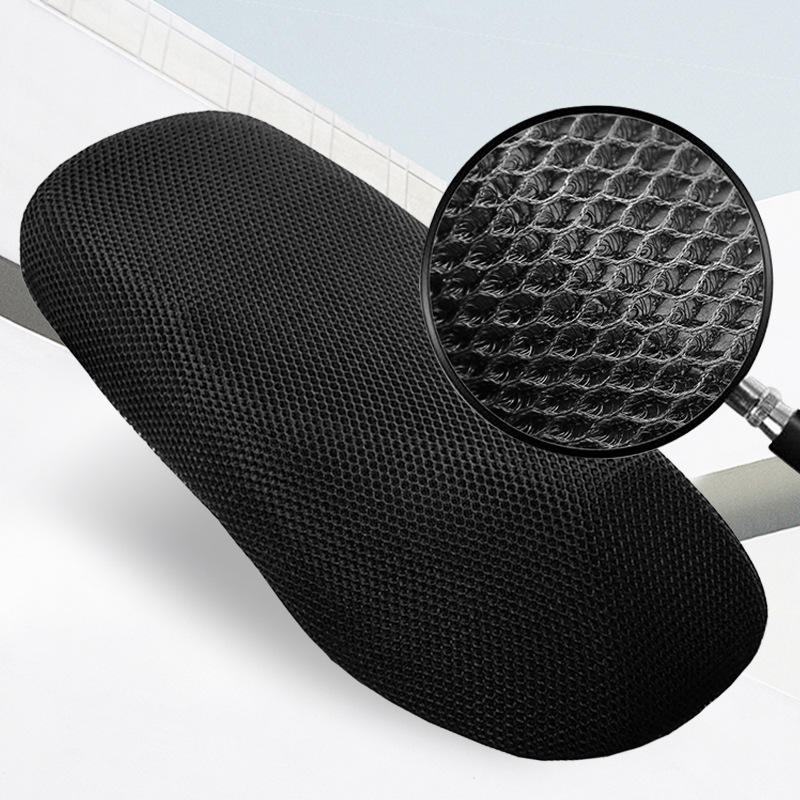 Cubierta del amortiguador del coche eléctrico motocicleta scooter totalmente rodeado cojín del asiento de protección solar a prueba de lluvia aislamiento térmico engrosada 3D panal cubierta neta