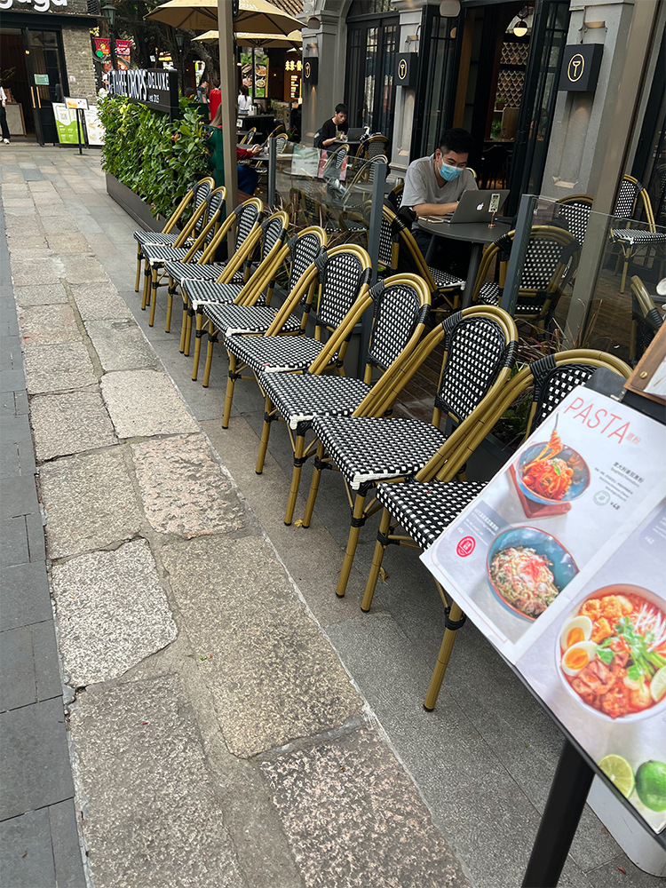 Outdoor rattan chair single casual dining chair retro French style indoor rattan woven hotel caf&eacute; outdoor trendy table and chair