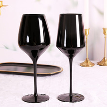 玻璃杯家用 多用途黑色水晶杯高脚红酒杯香槟杯 玻璃酒杯批发现货