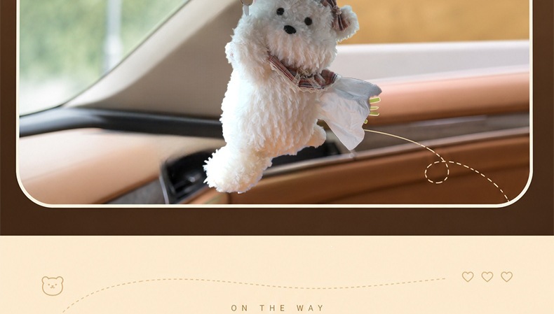 Creative and cute plush car tissue bag, hanging tissue box for car, plush hanging tissue bag