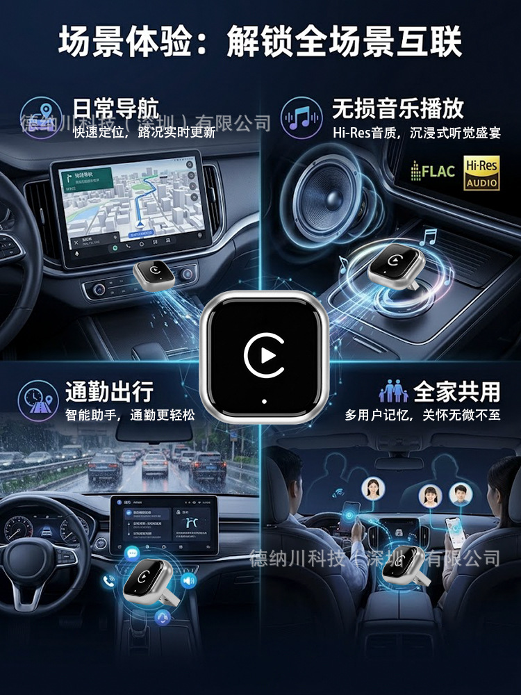 2026 Cross-Border Wireless CarPlay Box Android Auto 2-in-1 Wired to Wireless CarPlay Adapter