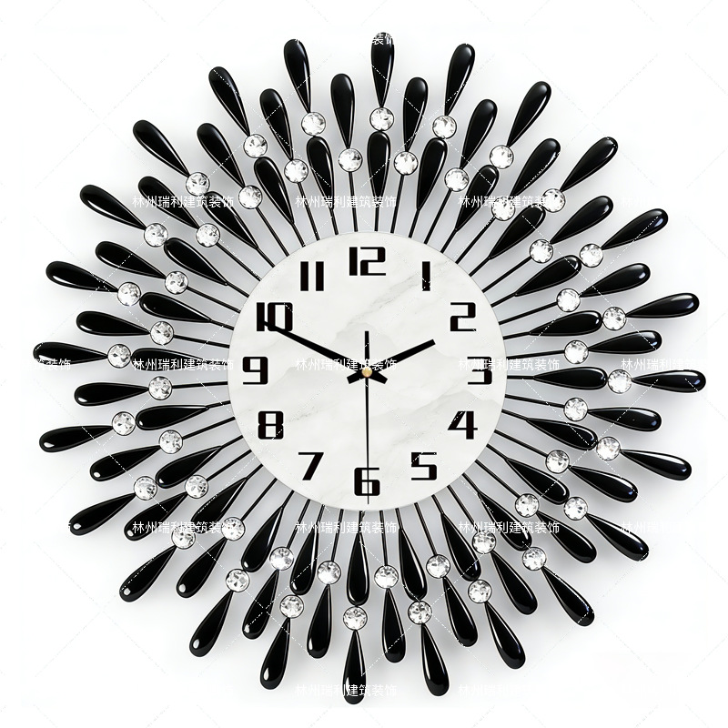 Amazon Wall Clock, Simple Foreign Trade Starry Sky Iron Art Clock, Wall-Mounted Light Luxury Silver Starry Sky Clock