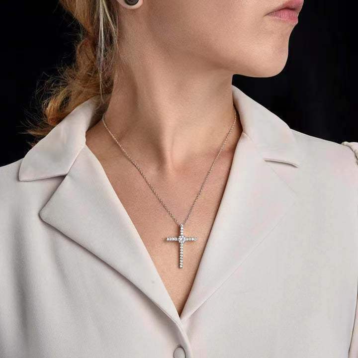 Simple Style Cross Copper Plating Inlay Zircon Pendant Necklace display picture 1