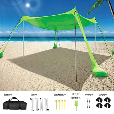 for outdoor camping, fishing, and rain | Avtomobil yan çətirləri - green-4-aluminum-pole-including-other-accessories-160200150cm