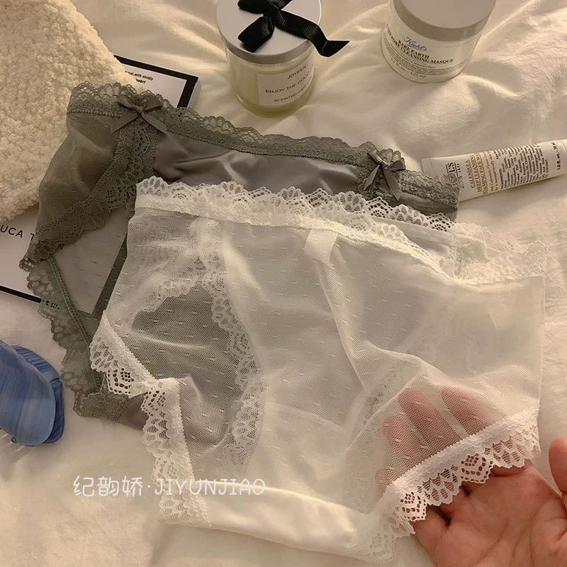 Сексуальное кружевное белье, шелковые милые брюки, европейский стиль, французский стиль, средняя посадка