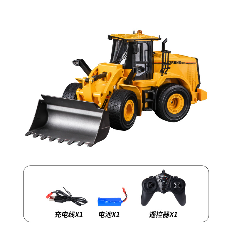 Vehículo de ingeniería de aleación de control remoto Huina excavadora camión de volcado bulldozer camión mezclador de cemento coche de juguetes eléctricos para niños