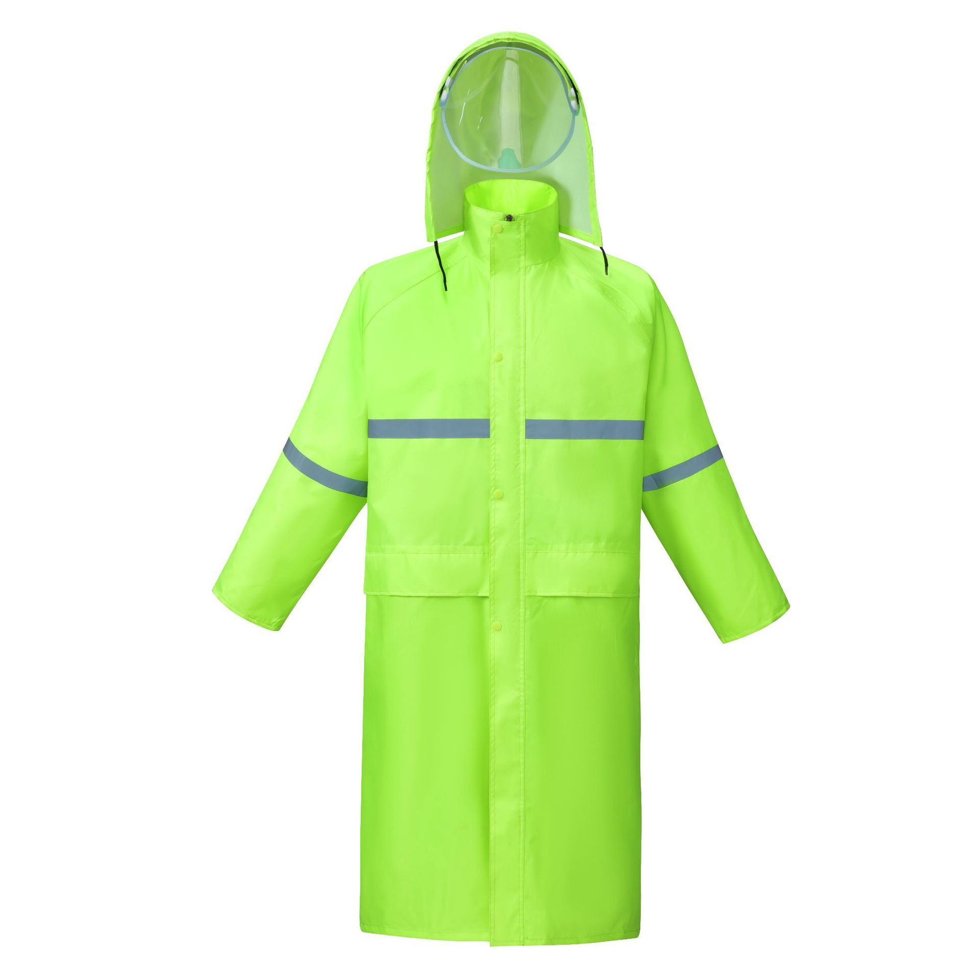 Una chaqueta de lluvia larga y gruesa a prueba de tormentas de todo el cuerpo caminando en servicio sanitario al aire libre chaqueta de lluvia de emergencia reflectante