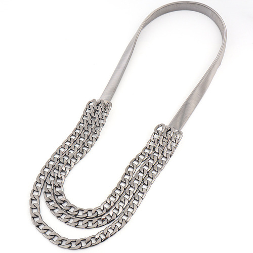 Cross-border fashion ladies elastic spring waist chain gold versatile three-layer chain with dress belt versatile