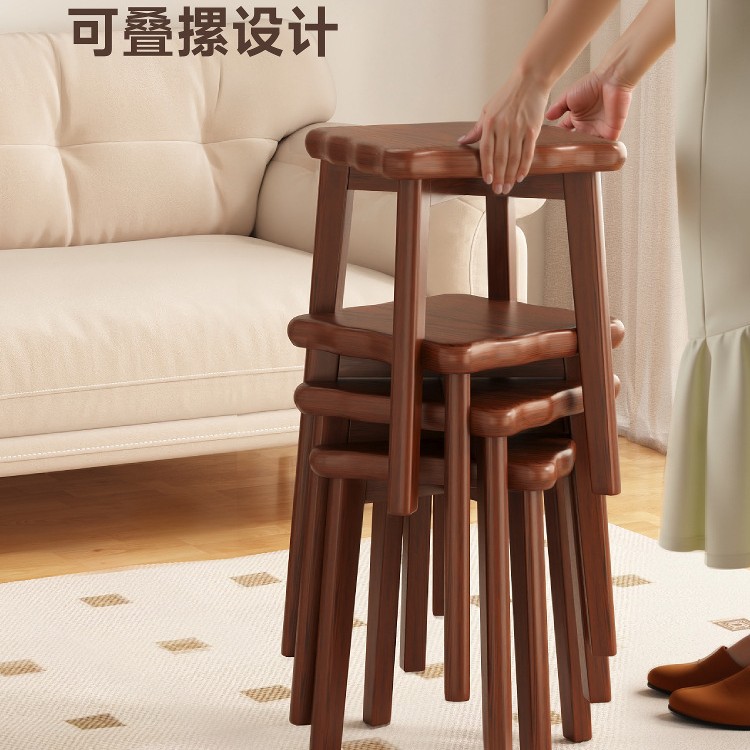 Taburetes de madera sólida para el hogar, taburetes de reserva para invitados, taburetes de comedor, taburetes de madera sólidos y duraderos, nuevos taburetes cuadrados chinos