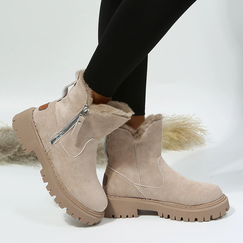 Зимние утеплённые сапоги, коллекция 2022, Aliexpress, плюс сайз, цвета черный/хаки, размеры 35–40