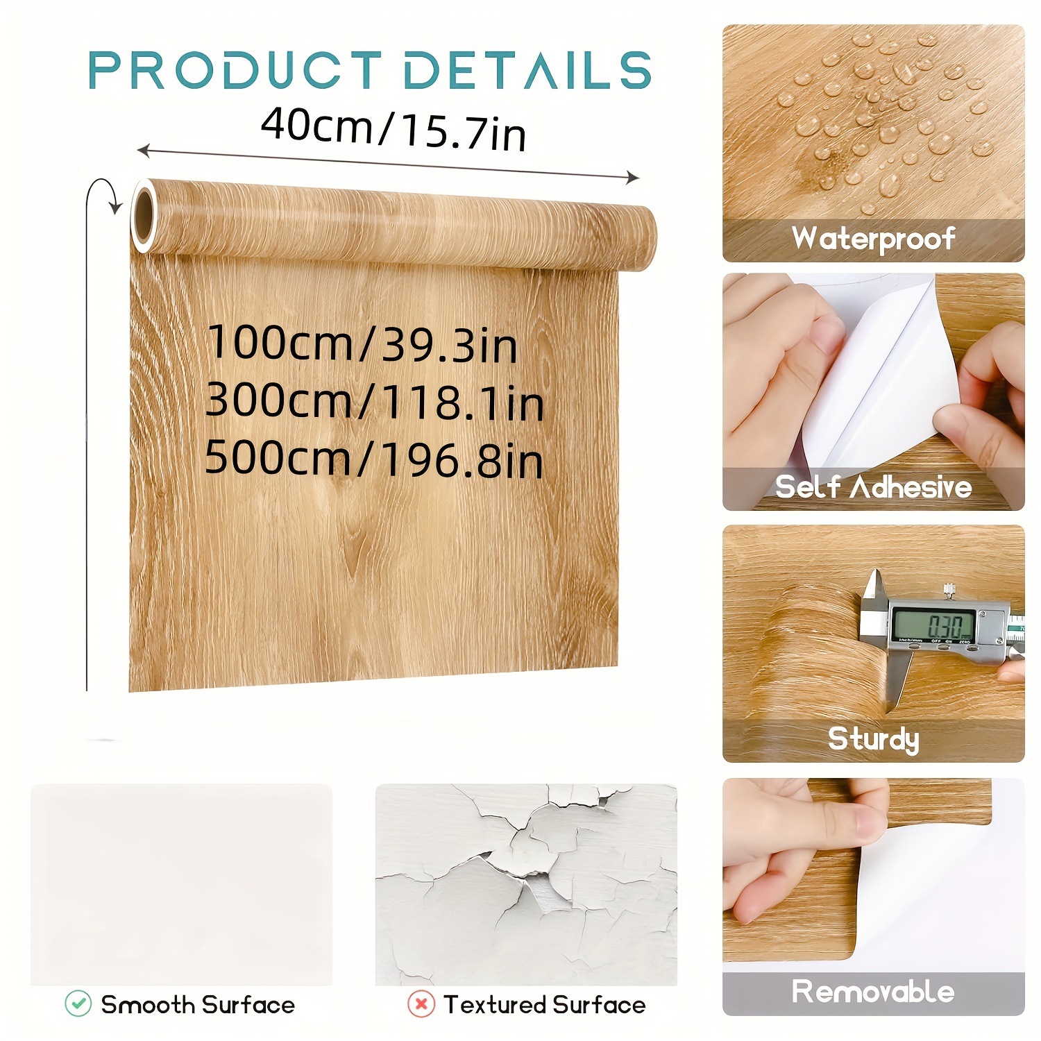 Modern Natural Wood Wallpaper Self-adhesive Waterproof Wall Decor_voghion.com