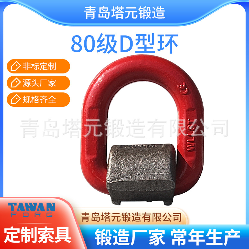 制造T316合金钢原色喷塑热镀锌80级焊接D型环吊点卡簧底座椭圆环