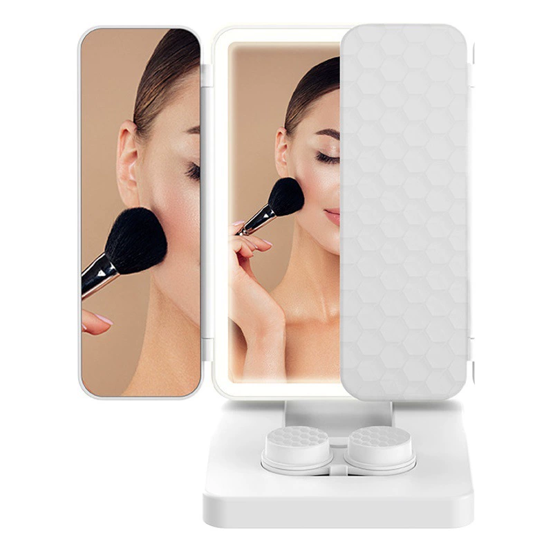 [Маленькая квадратная коробка] Складная подсветка для макияжа зеркало с лампой для зарядки светодиодный туалетный зеркало очиститель контактных линз