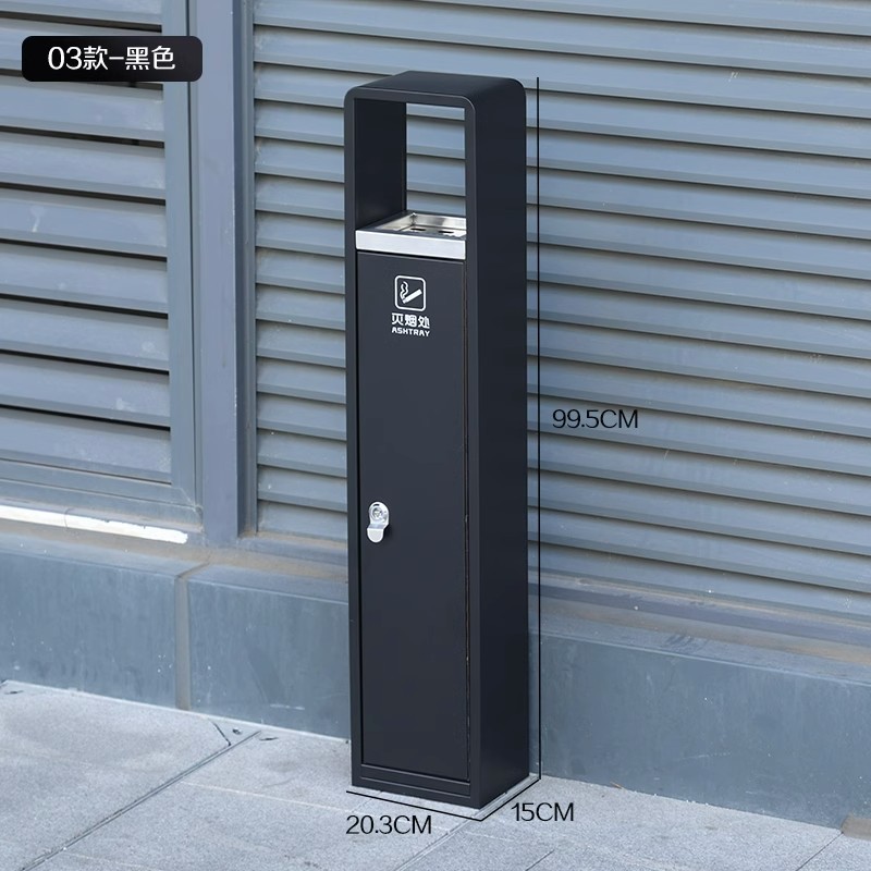 Cenicero vertical al aire libre piso fijo de acero inoxidable Cenicero columna de soporte de cigarrillos titular de cigarrillos colector