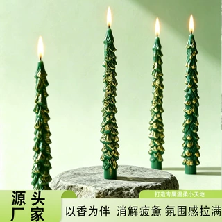 加工定制圣诞节热卖款圣诞树无烟长杆造型装饰浪漫氛围香薰蜡烛