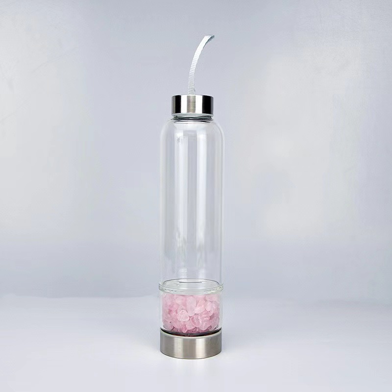 便攜保溫水杯淨化消磁水療杯 創意魔法水晶能量石玻璃杯可定 制