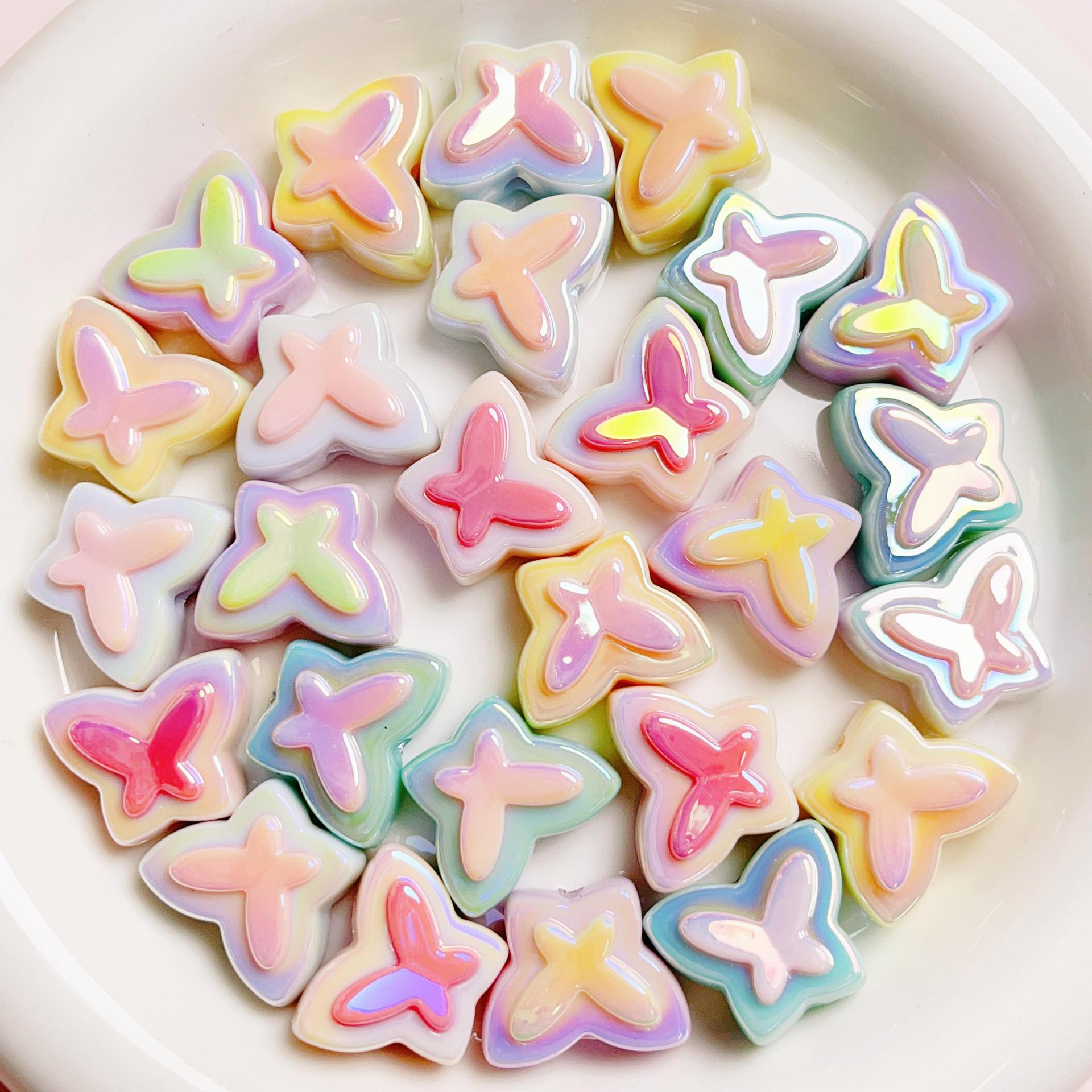Plastic, Resin Material Bow Knot Pattern 10 PCS/Package Plastic Resin Bow Knot Polished DIY Jewelry Accessories Beads