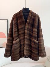 年轻女貂皮大衣领貂天鹅轻水皮大衣冬全水貂皮草V整进口貂皮大衣