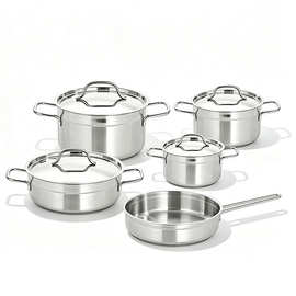 跨境热销不锈钢加厚套锅组合汤锅煎盘炊具套装9件套Cookware Set