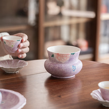 陶紫白泥堆料牡丹蝴蝶建水家用废水桶茶渣缸茶洗茶道零配件宽口
