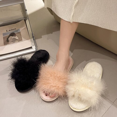 Autumn/Winter Cute and Versatile New Flat Slipper Anti-Slip One-Piece Slippers with Cotton - Fashion Trendy Internet Pop Ins Slippers