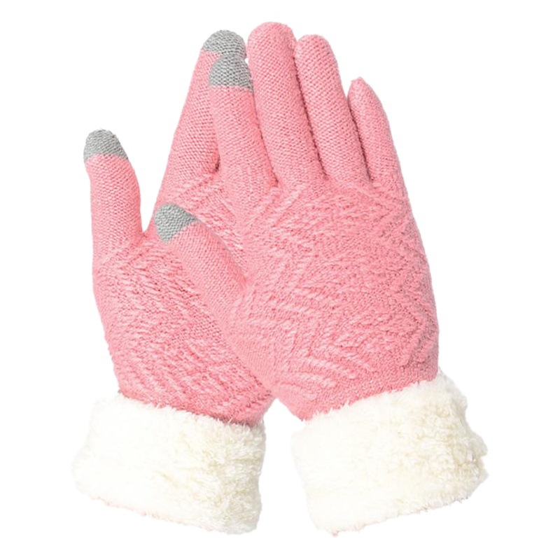 Guantes de lana de mujer casual japonesa boca de lana ropa caliente guantes de dedo pantalla táctil a prueba de frío Jacquard